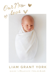 5x7 Greeting Card, Glossy, Blank Envelope with Love Doodles Baby Announcement design