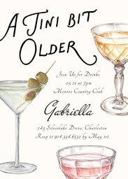 5x7 Greeting Card, Glossy, Blank Envelope with Martini Birthday Invitation design