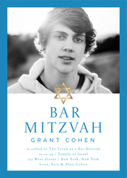 5x7 Greeting Card, Glossy, Blank Envelope with Modern Bar Mitzvah Invitation design