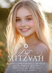 5x7 Greeting Card, Glossy, Blank Envelope with Simple Bat Mitzvah Invitation design