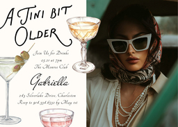 5x7 Greeting Card, Glossy, Blank Envelope with Tini Bit Older Birthday Invitation design