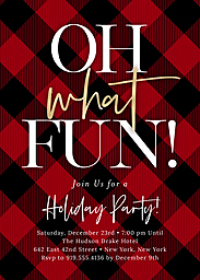 5x7 Greeting Card, Glossy, Blank Envelope with Oh What Fun Holiday Party Invitation design