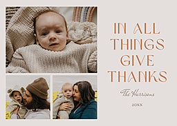 5x7 Greeting Card, Glossy, Blank Envelope with Thankful Grateful Blessed design