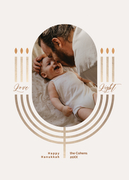 5x7 Greeting Card, Glossy, Blank Envelope with Light the Menorah design