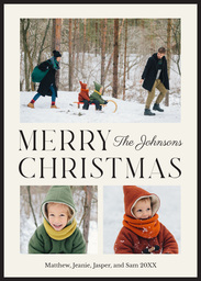 5x7 Greeting Card, Glossy, Blank Envelope with Crisp Christmas Black design