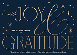 5x7 Greeting Card, Glossy, Blank Envelope with Joy and Gratitude design