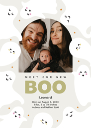 5x7 Greeting Card, Glossy, Blank Envelope with Baby Boo design