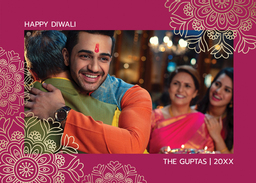 5x7 Greeting Card, Glossy, Blank Envelope with Golden Diwali Celebration design