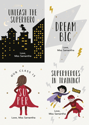 5x7 Greeting Card, Glossy, Blank Envelope with There Goes My Hero design