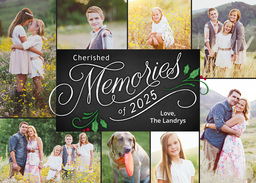 5x7 Greeting Card, Glossy, Blank Envelope with Holly Chalkboard Collage design