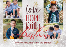 5x7 Greeting Card, Glossy, Blank Envelope with Iridescent Christmas design