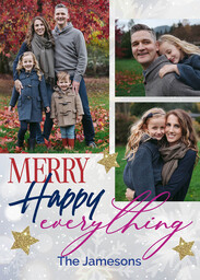 5x7 Greeting Card, Glossy, Blank Envelope with Merry Happy Everything design