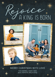 5x7 Greeting Card, Glossy, Blank Envelope with Rejoice A King Is Born design