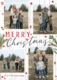 5x7 Greeting Card, Glossy, Blank Envelope with Rustic White Christmas design