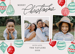 5x7 Greeting Card, Glossy, Blank Envelope with Baubles & Bliss design