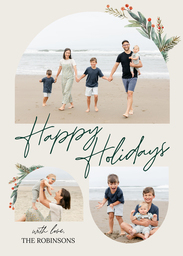 5x7 Greeting Card, Glossy, Blank Envelope with Holly Holly Memories design