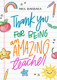 5x7 Greeting Card, Glossy, Blank Envelope with Thank You Teacher design