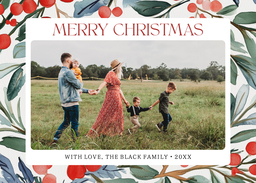 5x7 Greeting Card, Glossy, Blank Envelope with Winterberry Wishes design