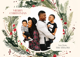 5x7 Greeting Card, Glossy, Blank Envelope with Winter Wreath Wishes design