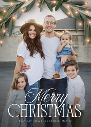 5x7 Greeting Card, Glossy, Blank Envelope with Christmas Botanical Lights design