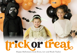 5x7 Greeting Card, Glossy, Blank Envelope with Retro Trick or Treat design