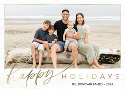 5x7 Greeting Card, Glossy, Blank Envelope with Holiday Gold design