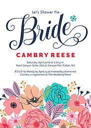 5x7 Greeting Card, Glossy, Blank Envelope with Flower Bouquet Bridal Shower Invitation design