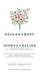 4x8 Greeting Card, Glossy, Blank Envelope with Simple Bridal Bouquet Wedding Invitation design