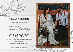 5x7 Greeting Card, Glossy, Blank Envelope with Organic Foliage design