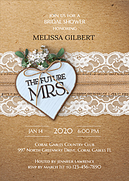 5x7 Greeting Card, Glossy, Blank Envelope with Romantic Lace Bridal Shower design