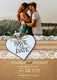 5x7 Greeting Card, Matte, Blank Envelope with Romantic Lace Save the Date design