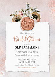 5x7 Greeting Card, Glossy, Blank Envelope with Seal of Love Bridal Shower design