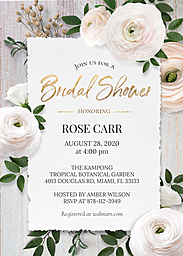 5x7 Greeting Card, Glossy, Blank Envelope with Spring Garden Bridal Shower design