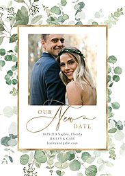 5x7 Greeting Card, Matte, Blank Envelope with Eucalyptus New Date design