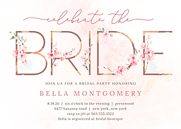 5x7 Greeting Card, Glossy, Blank Envelope with Floral Bride Invitation design