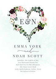 5x7 Greeting Card, Glossy, Blank Envelope with Floral Heart Initial design