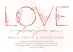 5x7 Greeting Card, Glossy, Blank Envelope with Floral Love Invitation design