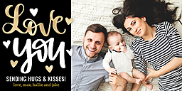 4x8 Greeting Card, Glossy, Blank Envelope with Love You Hearts design