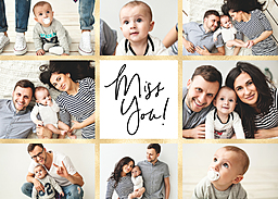5x7 Greeting Card, Glossy, Blank Envelope with Miss You! Photos design