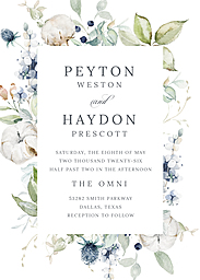 5x7 Greeting Card, Glossy, Blank Envelope with Modern Floral Invitation design