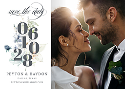 5x7 Greeting Card, Matte, Blank Envelope with Modern Floral Save the Date design