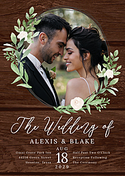 5x7 Greeting Card, Glossy, Blank Envelope with Rustic Floral Invitation design