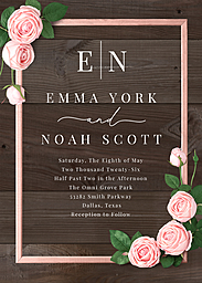 5x7 Greeting Card, Glossy, Blank Envelope with Rustic Roses Invitation design