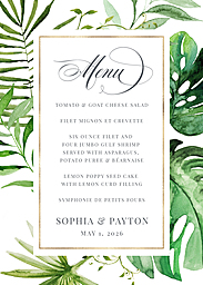 5x7 Greeting Card, Glossy, Blank Envelope with Tropical Palm Menu design