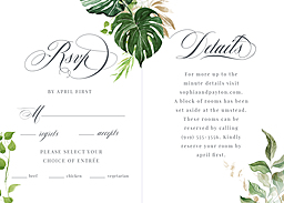 5x7 Greeting Card, Glossy, Blank Envelope with Tropical Palm Rsvp design