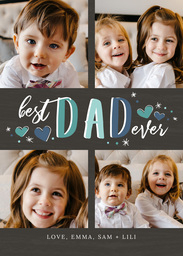 5x7 Greeting Card, Glossy, Blank Envelope with Stars And Hearts design