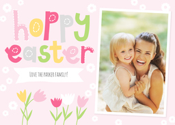 5x7 Greeting Card, Glossy, Blank Envelope with Hoppy Easter Bloom design