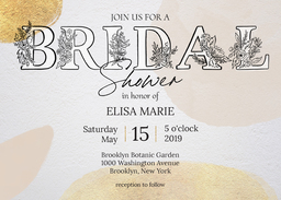 5x7 Greeting Card, Glossy, Blank Envelope with Bridal Foiled Botanical design