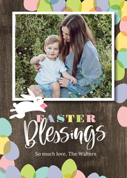 5x7 Greeting Card, Glossy, Blank Envelope with Bunny Blessings design