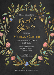 5x7 Greeting Card, Glossy, Blank Envelope with Floral Wreath Bridal Shower Invitation design